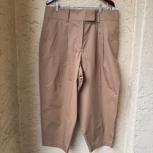 Anthropologie Exquise Cedar Pleated Barrel Shape Chino Pants Sz 1X Tan High Rise